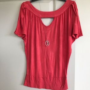 Coral cut-out Top